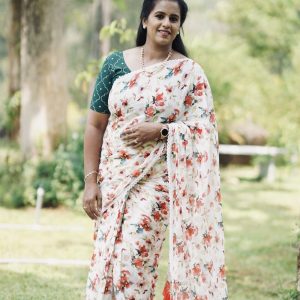 Chanderi Soft Silk Saree with Floral design